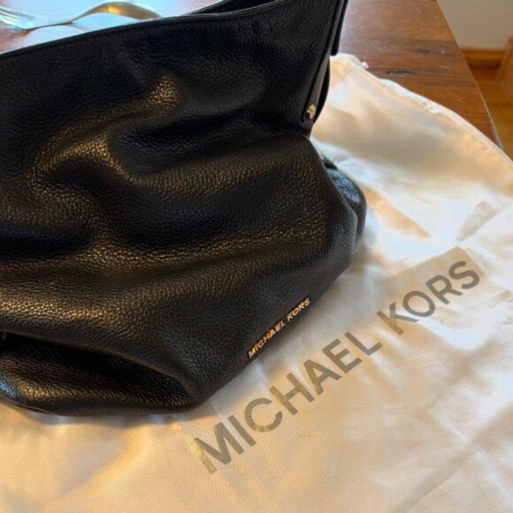 Michael Kors Black Pebbled Leather Shoulder Bag